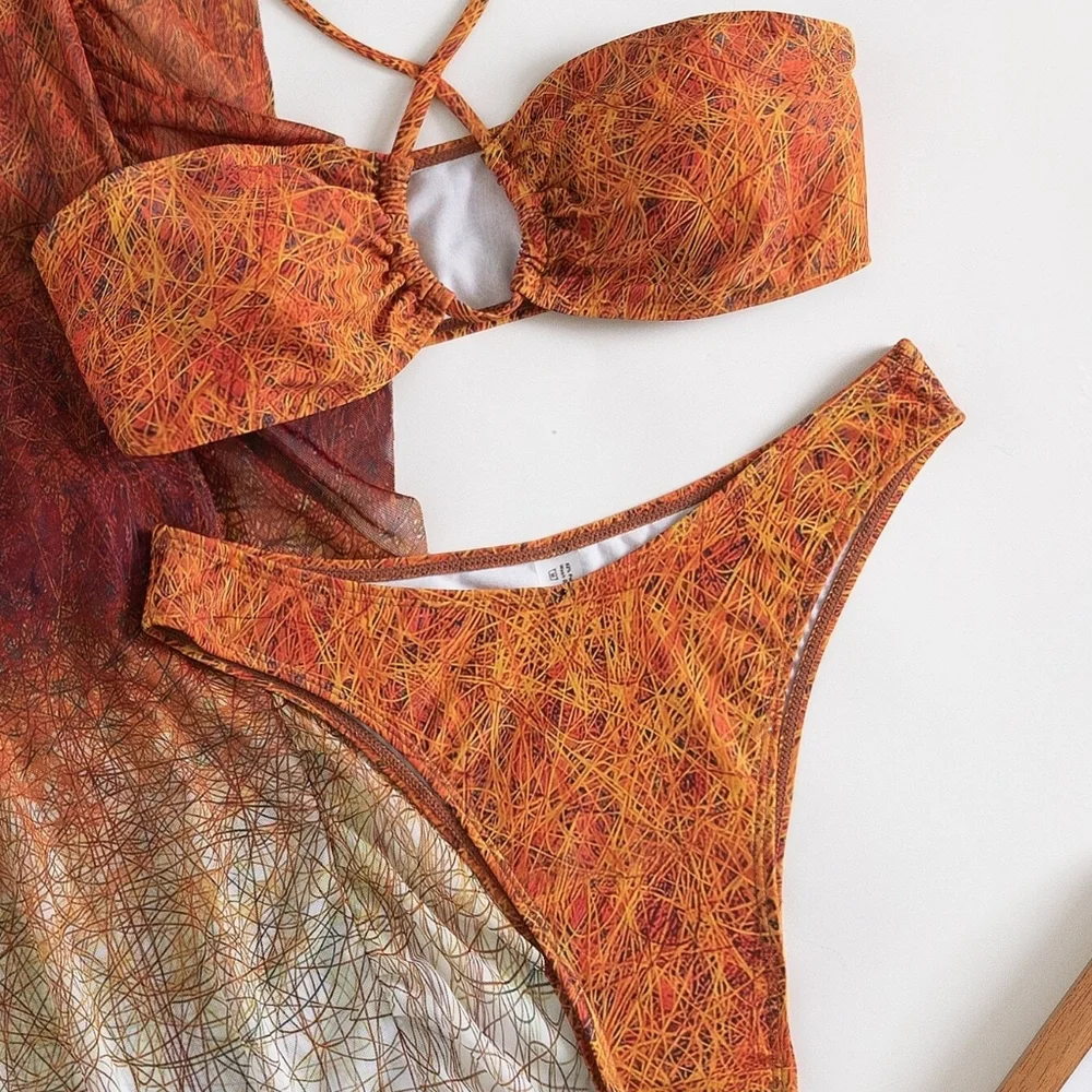 Brazilian Cut Halter Bandeau Top Bikini Set